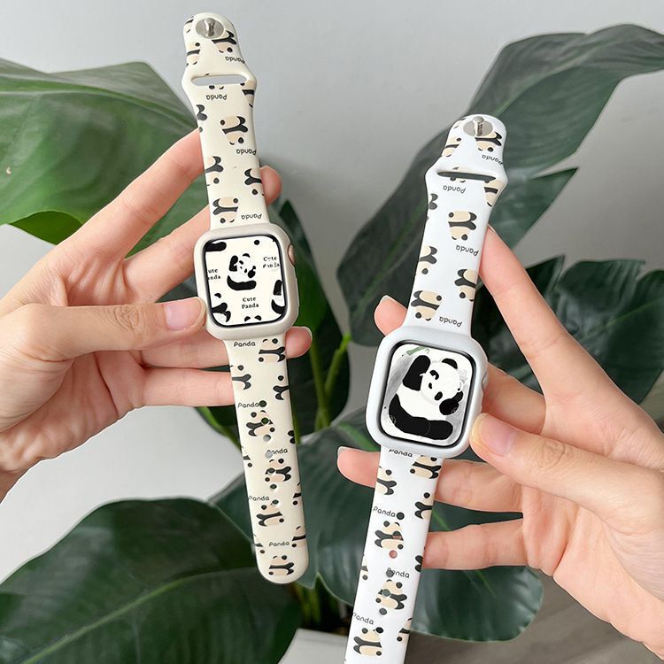 Suitable for Iwatch8 Strap S7 Apple Watch S6 Panda Printed Silicone Applewatch5/4/3/Ultra