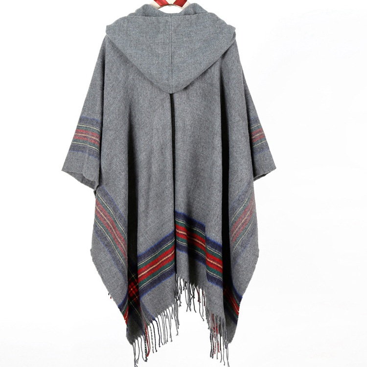 Imitation cashmere Material Stripe Pattern Winter, Spring, Autumn Season Women's Streetwear Stripe Imitation Cashmere Tassel Shawl