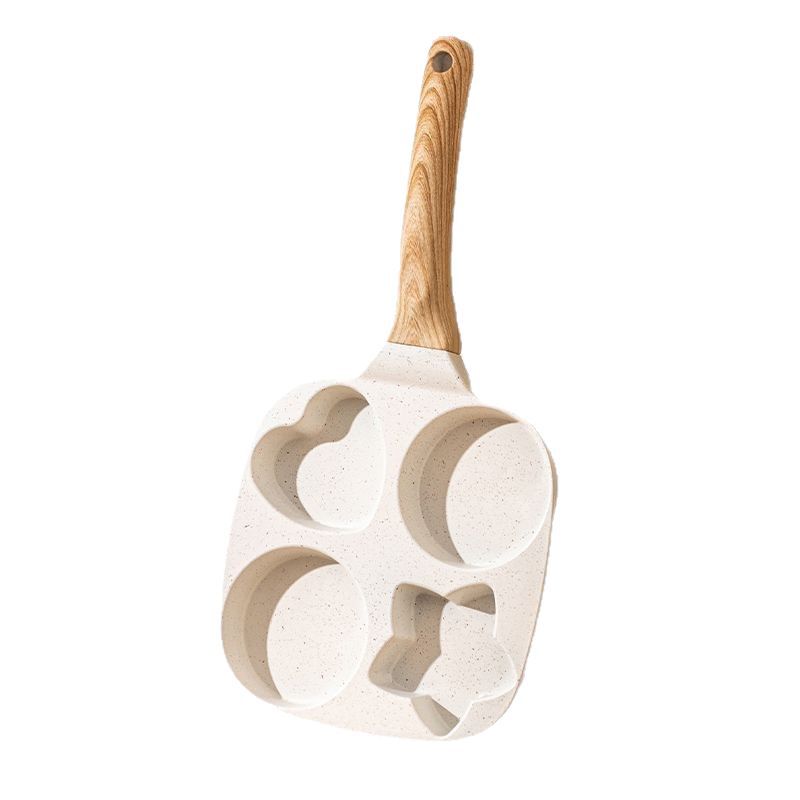 Sartén antiadherente de piedra médica, sartén de cuatro orificios, desayuno, hamburguesa, olla de bistecera, amor creativo, estrella, cabello transfronterizo