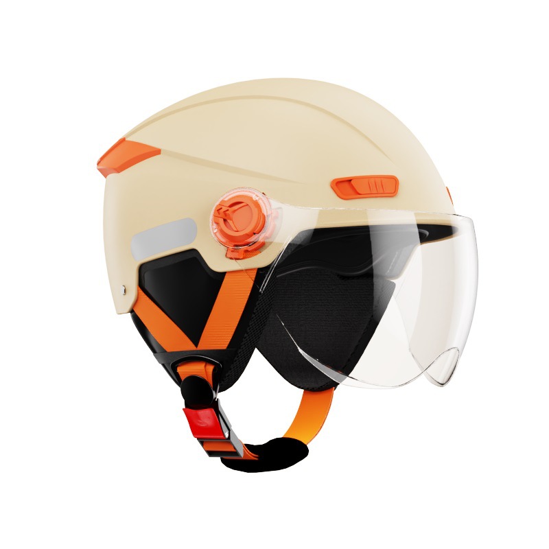 Nuevo estándar nacional B3 casco de coche eléctrico hombres y mujeres verano protección solar medio casco batería coche lindo cuatro estaciones casco universal