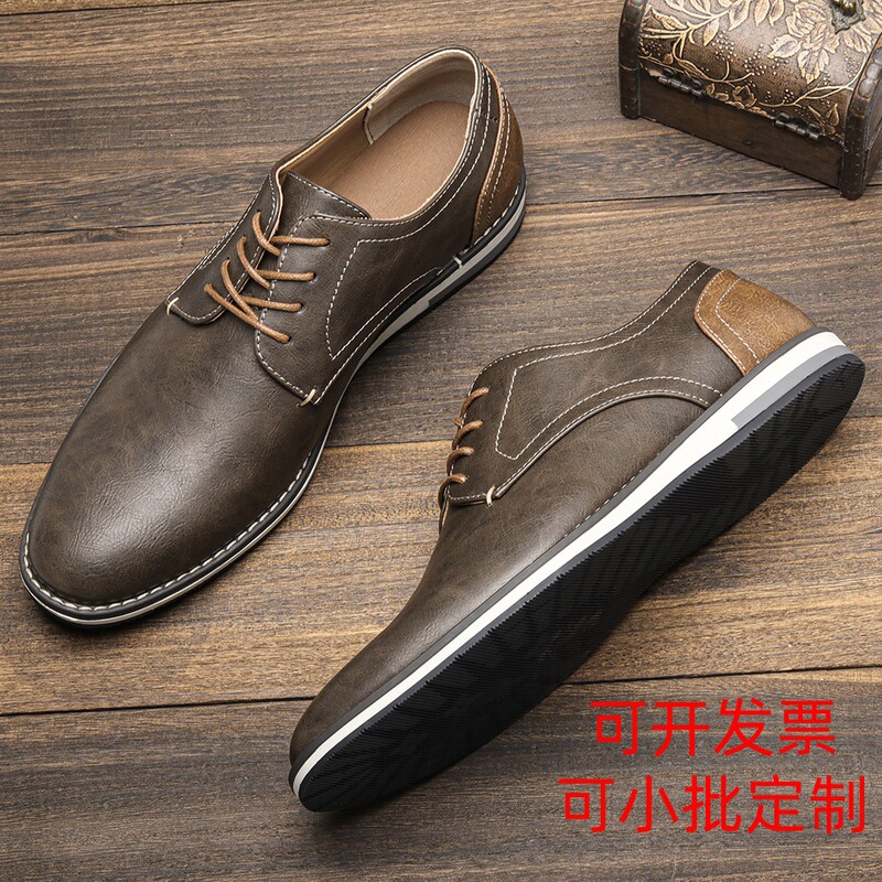 Foreign trade large size men's single-layer shoes color matching breathable men's casual shoes cross-border comfortable casual leather shoes