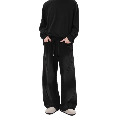 American Wide Leg Casual Sports Lounge Pants for Men - Autumn/Winter New Straight Leg High Waist Loose Drape Knife Style Casual Pants