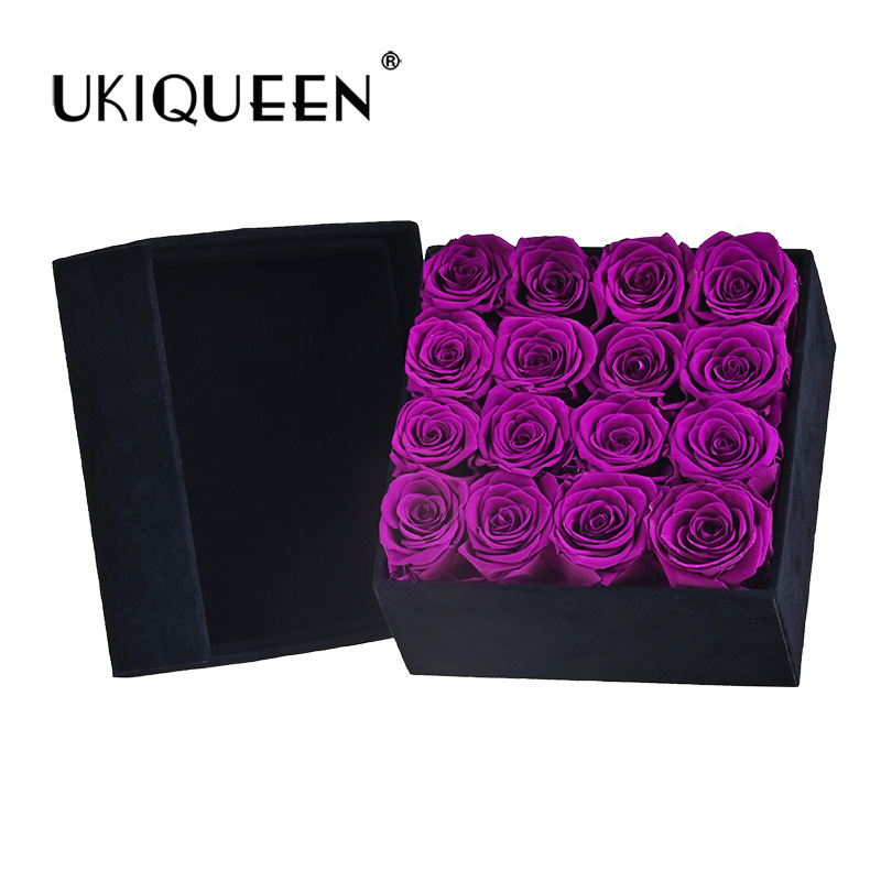 Cubo de rosas eternas con tapa, caja de regalo redonda y cuadrada, adorno de Amazon para comercio electrónico transfronterizo, caja de regalo de flores eternas.
