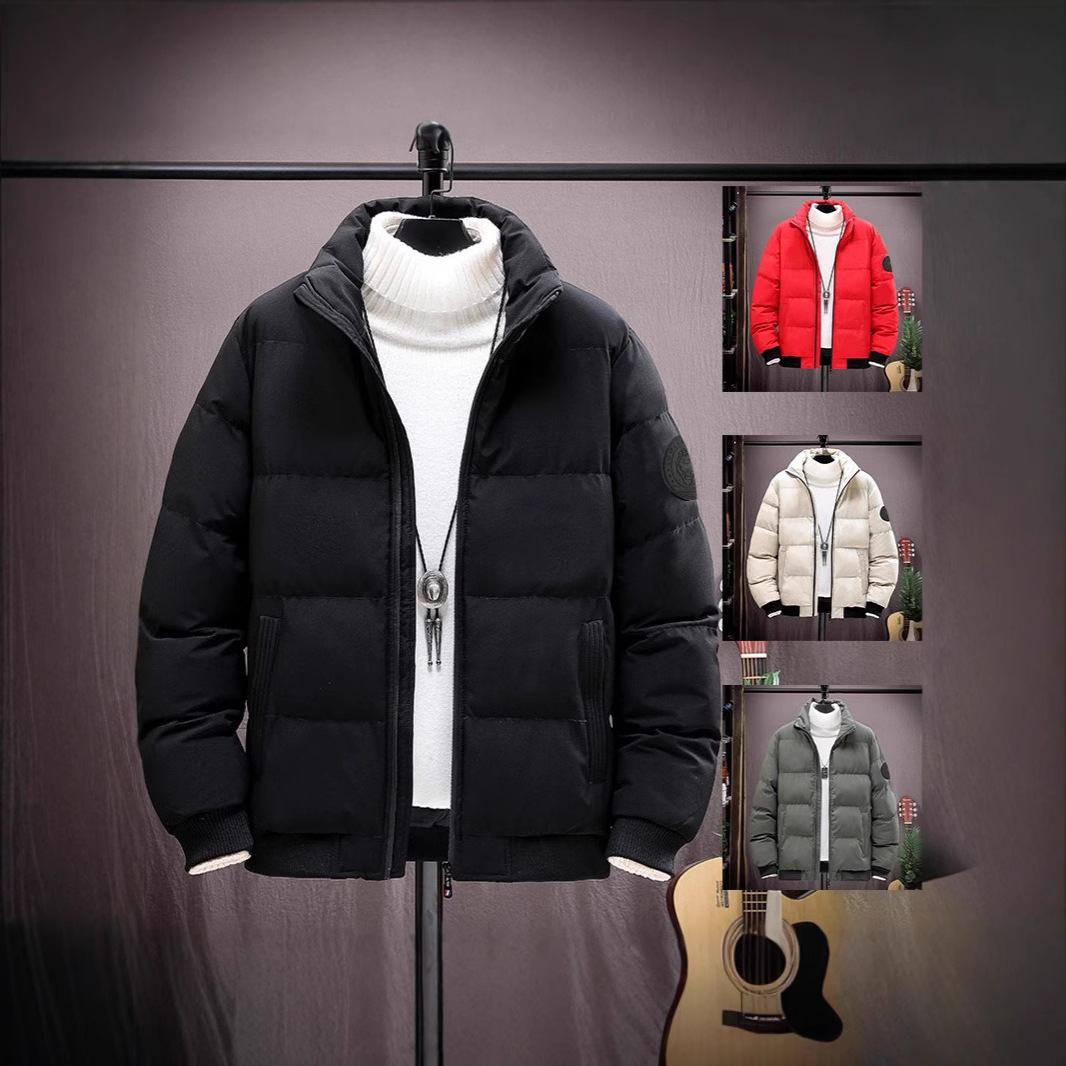 세로 칼라 다운 면 패딩 코트 남성용 겨울 새로운 두꺼운 따뜻한면 패딩 재킷 방풍 겨울 코트 남성용 코트