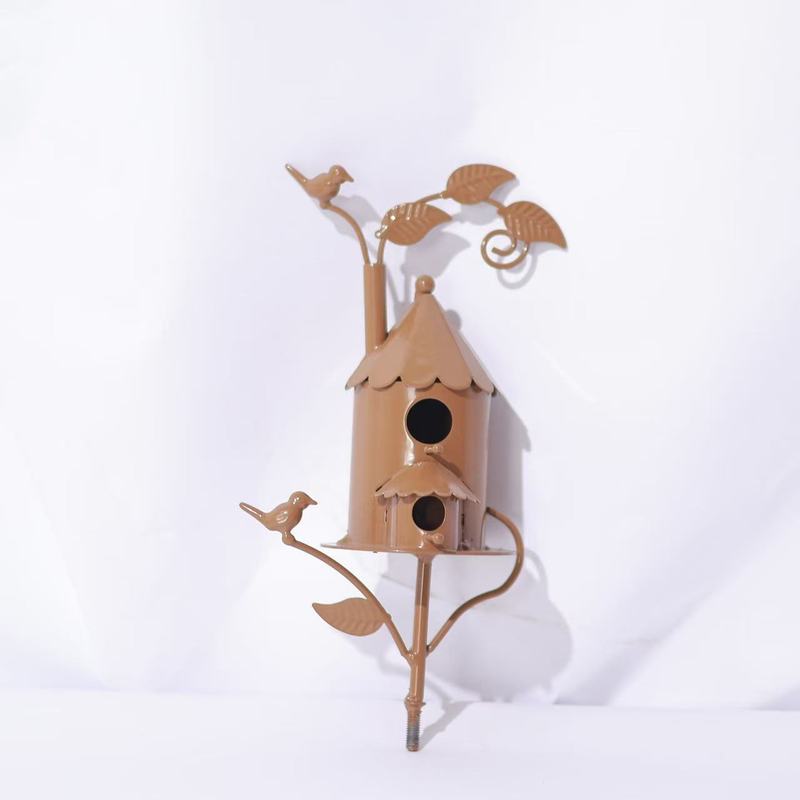 国境を越えた工芸品鉄鳥小屋屋外装飾装飾品金属鳥小屋スタンドクラフト装飾小さな装飾品|undefined