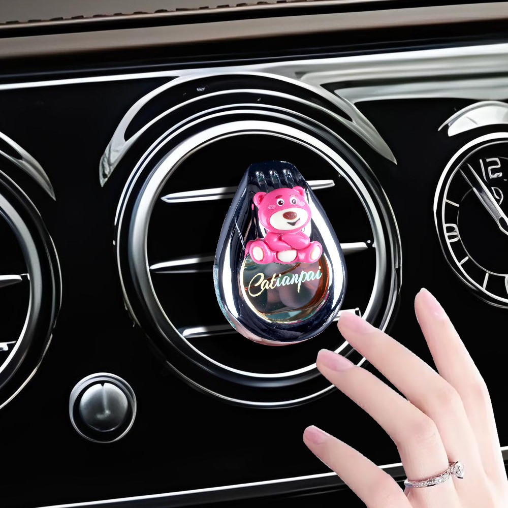 Aromaterapia para coche 2025 decoración de salida de aire de perfume para coche lindo oso decoración de fragancia para coche fragancia ligera duradera para coche