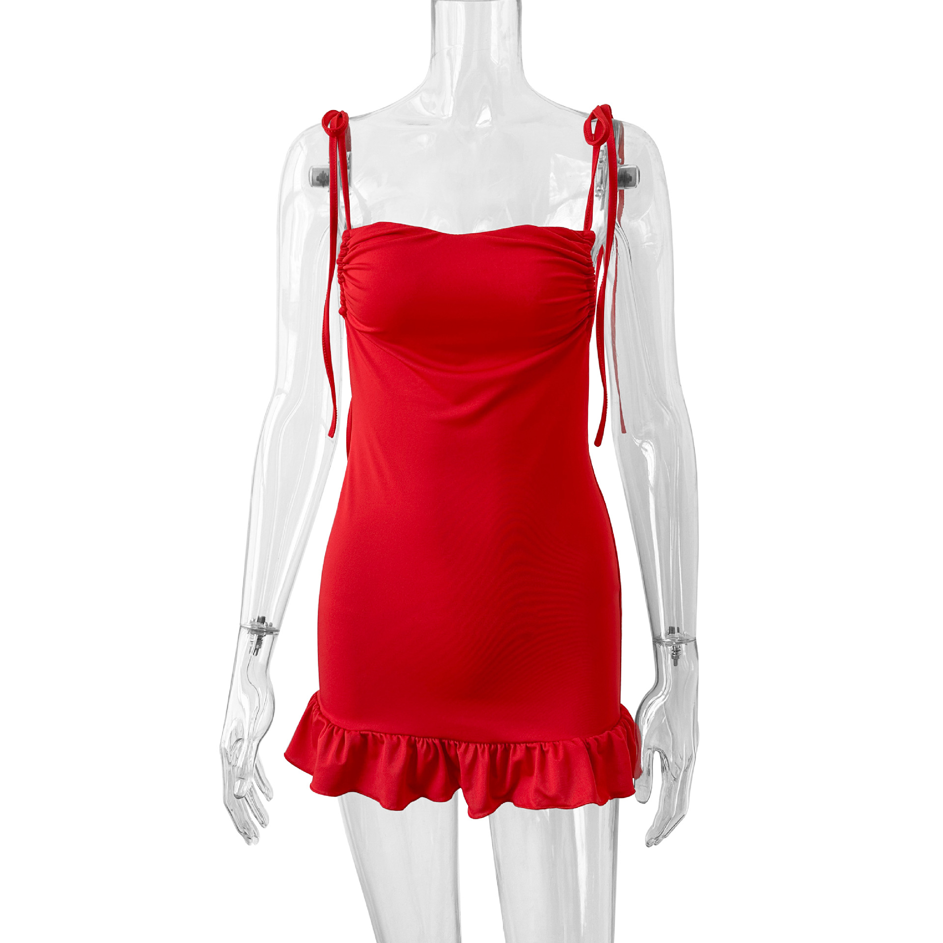 Summer Sexy Sling Pleated Dress Women Clothing Backless Tied Lotus Leaf Hip Dress 11 Summer Sexy Sling Pleated Dress Women Clothing Backless Tied Lotus Leaf Hip Dress