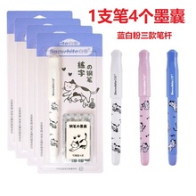 白雪练字钢笔直液式可擦换囊ef尖fp082小学生0.38mm墨蓝墨囊钢笔