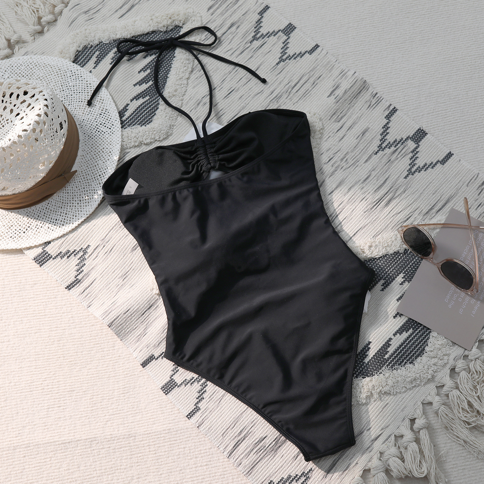189g Weight Sleeveless Sleeve Length Polyester Fabric Type Regular Top Length One-pieces Tops Type 1 Piece Quantity Swimming Pool Occasion Halter Neck Neckline Regular Fit Fit Type Solid Color Pattern Women's Gender Beach Style Women's Lady Beach Solid Color 1 Piece One Piece Swimwear 17