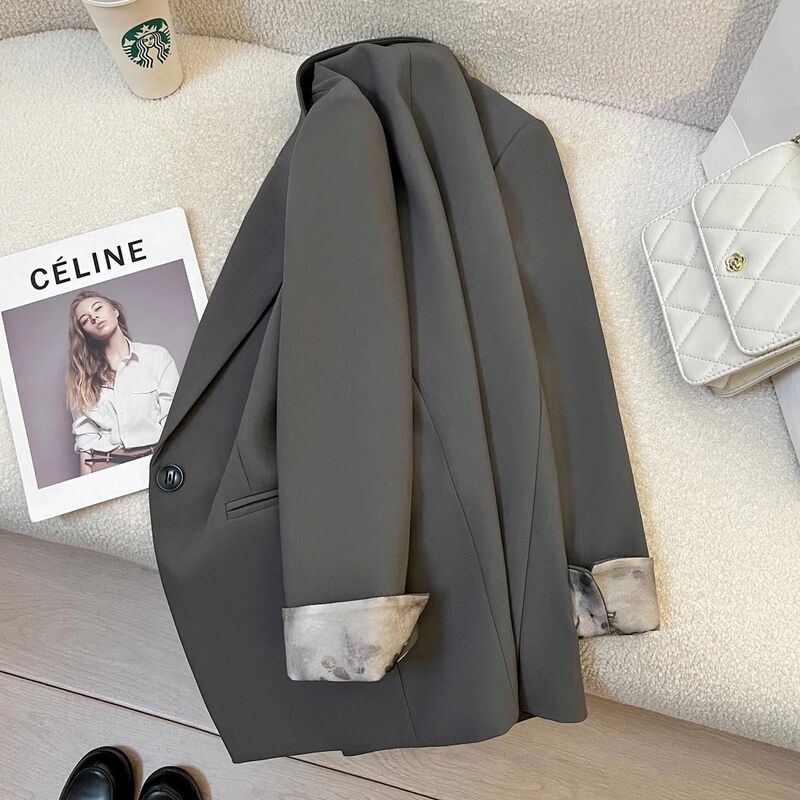 Plus Size Casual High-End Design Blazer Women's Unique Cuffs High-End Small Suit Top Jacket