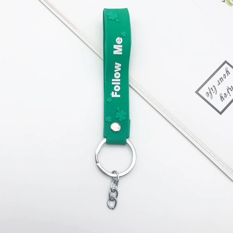 Creative car keys, handheld keychain PVC, silicone doll, four-leaf clover