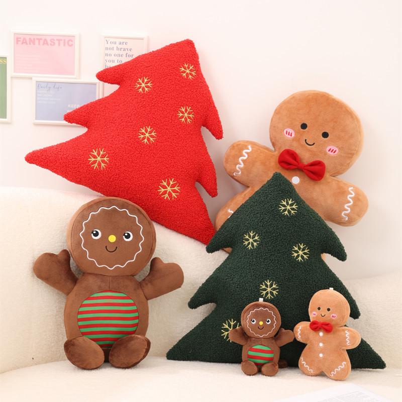 Christmas Gingerbread Man Pillow Christmas Tree Cushion Christmas Decoration Gift Christmas Eve Doll Christmas Stuffed Toy