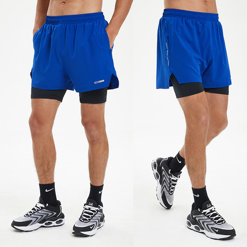 Amazon Men's Sportswear Wholesale 2024 New Running Shorts Two-Piece Set Training Pants Quick-Drying Fitness Pants