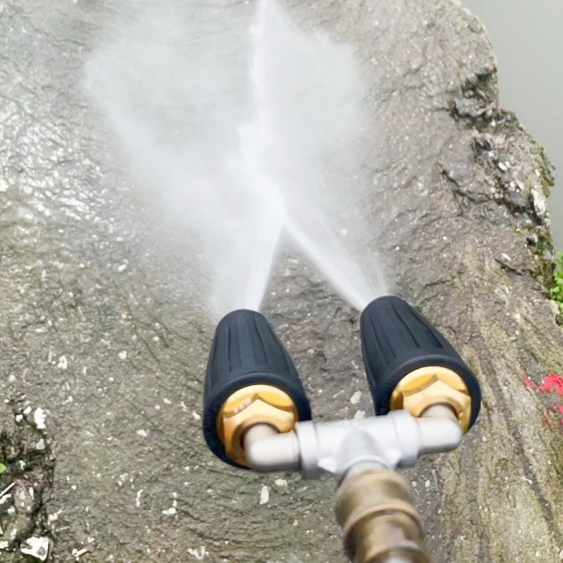 Cross-border high-pressure water gun rotating nozzle 1/4 inch 360 ° lotus cleaning three-way double nozzle aluminum 3600psi