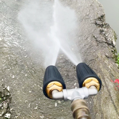 Cross-border high-pressure water gun rotating nozzle 1/4 inch 360 ° lotus cleaning three-way double nozzle aluminum 3600psi