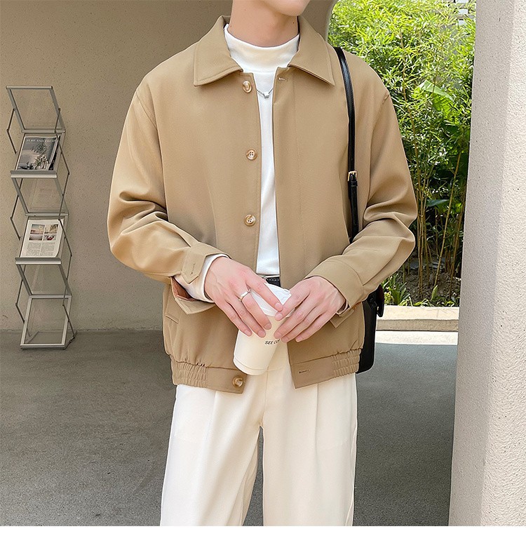 Men's Casual Workwear Blazer, Mature Style Turn-down Collar Jacket_voghion.com