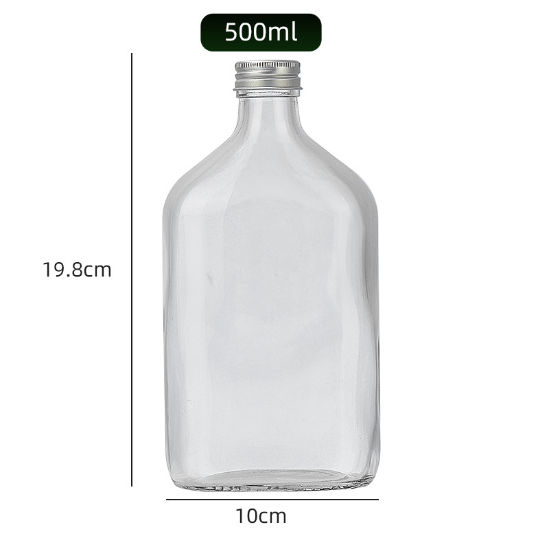 Botella Plana de Hombro Inclinado, Vidrio, para Embalaje de Regalos