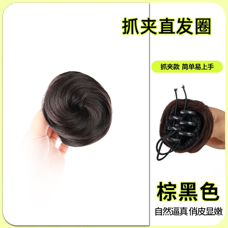 Peluca femenina cabeza de bola clip de pelo bolsa de pelo flor corsé Media bola pelo artificial esponjoso rizador de pelo natural peluca bolsa de pelo