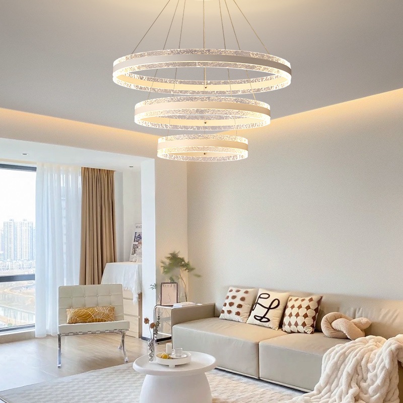 Protección de ojos de espectro completo LED sala de estar comedor creativo candelabros circulares multicapa modernos luminarias minimalistas dormitorio luz principal