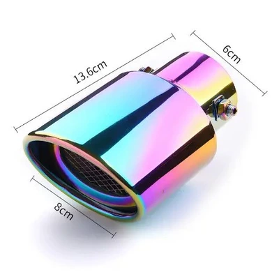 Car muffler – universal stainless steel muffler tail gas - straight-style-with-net-full-color