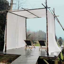 纱帘寮民宿户外幔花架防水木架婚礼客栈茶红茶室花园装饰网纱移动