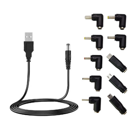 Charging adapter 5.5 * 2.1DC to DC5.5 * 2.5 and 5521 revolution USB1 meter Short Line 10 in 1 set
