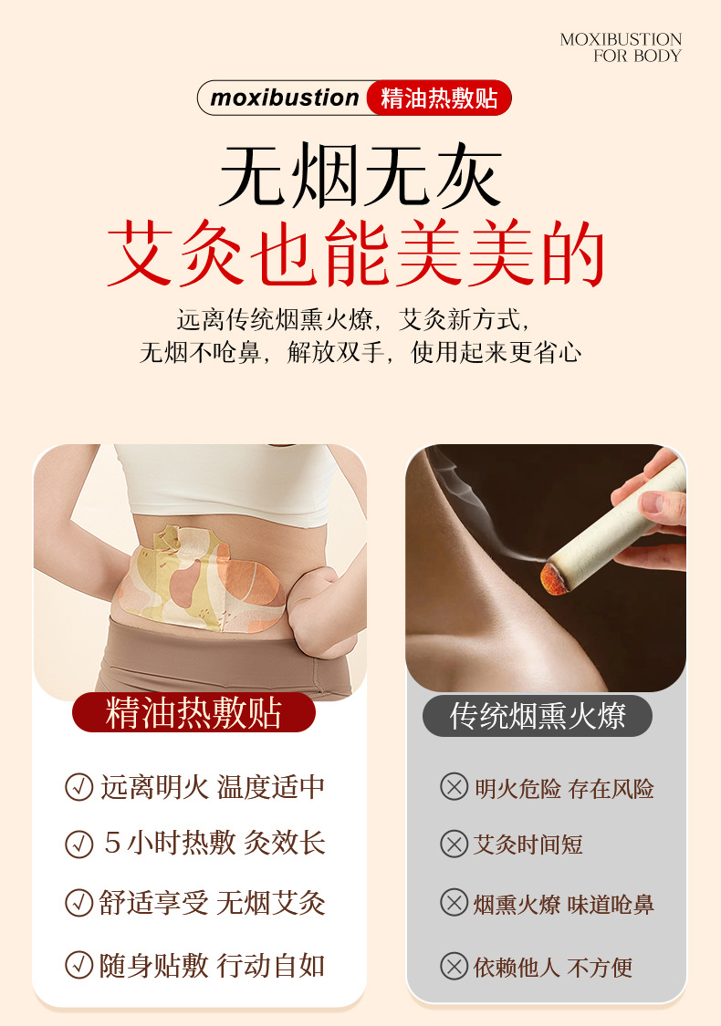 Moxa Warming Patch with Mugwort Essential Oil for Shoulder Neck Waist and Abdomen 15 Patches 3 Boxes overview