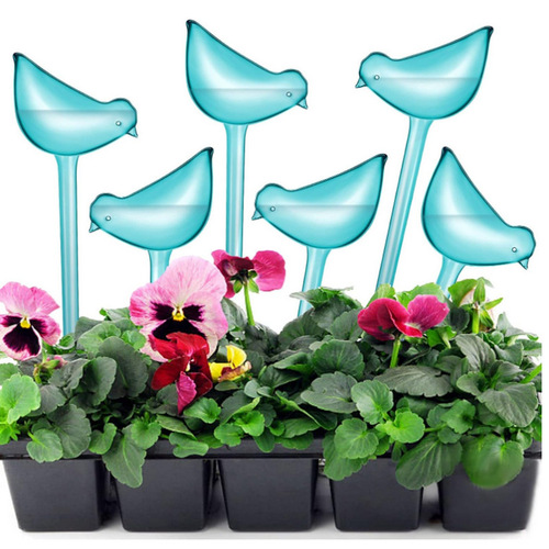 Transparent automatic bulb plant watering device, bird-shaped flower and plant watering device, lazy plant pot PVC water seepage device