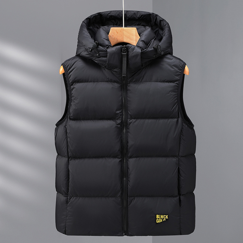 Chaleco de Plumas Ultraligero para Hombre de Nylon y Plumón de Pato Térmico para Otoño e Invierno
