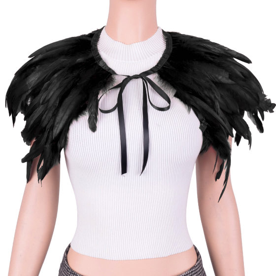 Halloween carnival feather shawl cape performance ball party cosplay gothic dark scarf scarf