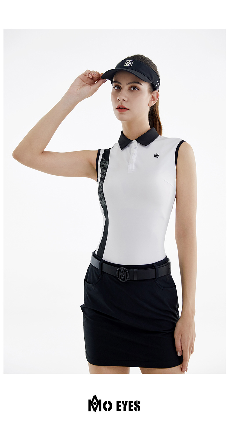 Áo thun không tay thể thao golf Moeyes Magic Eye co giãn cao, nhanh khô — M23YF014-Áo màu đen, M23QZ003-Váy ngắn màu trắng, M23YF014-Áo màu trắng, M23QZ003-Váy ngắn màu đen chi tiết 10