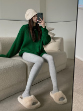 2025新款简约纯色加绒打底裤小脚裤女秋季高腰加厚紧身显瘦踩脚裤
