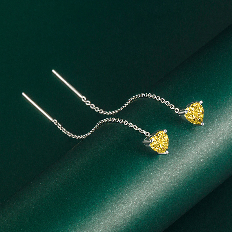 Lady Heart Shape Copper Plating Inlay Zircon Ear line 1 Pair