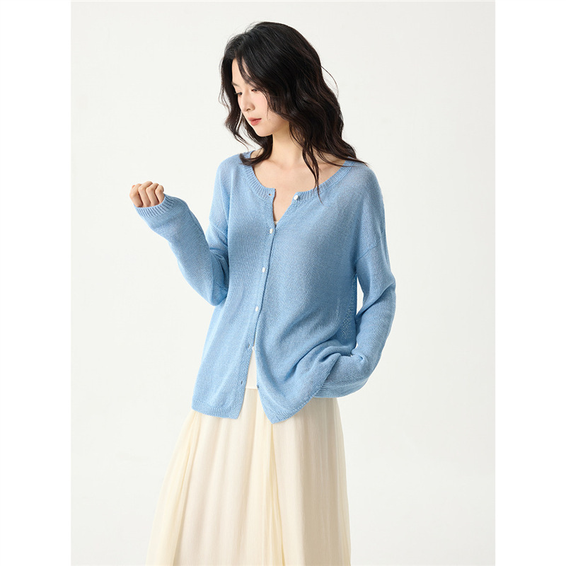 Pre-Original Quality, Super Beautiful Color, Gentle Style, Imported Japanese Paper Yarn, Dry and Breathable Cotton, Slimming, Sun-Protective Knitted Cardigan