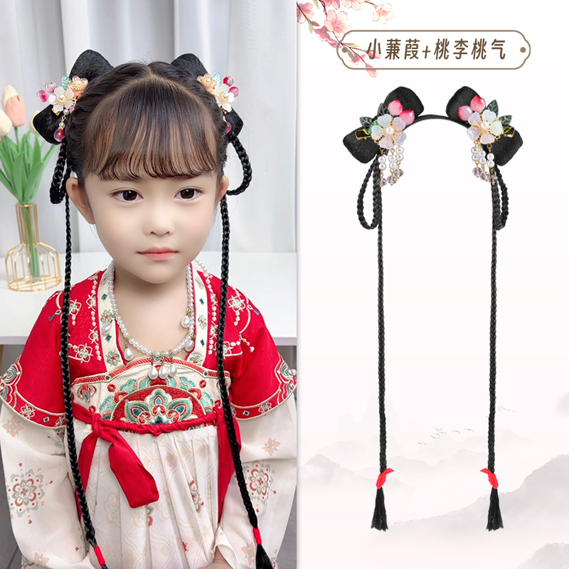 Xiaoyao 빵 + 복숭아와 자두 헤어 액세서리 한 쌍