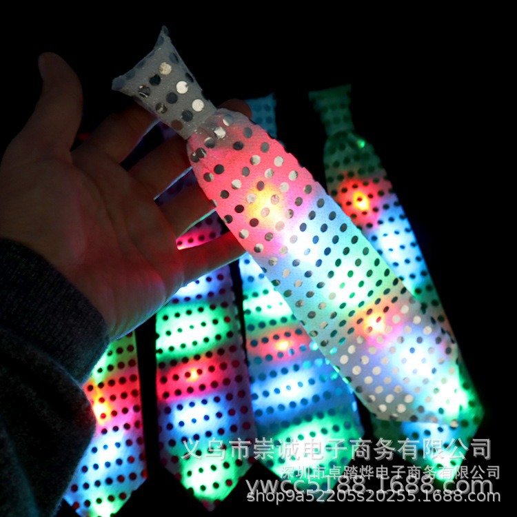 Corbata luminosa LED, lentejuelas intermitentes, corbata luminosa, concierto, reloj del día del niño, accesorios de atmósfera