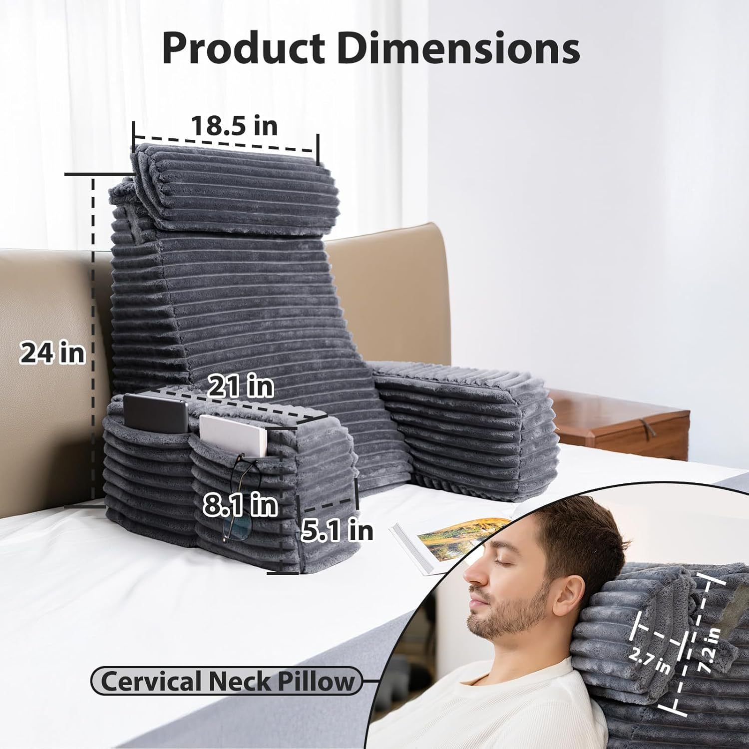 almohada de lectura para adultos almohada de esponja transfronteriza almohada de cama compresible almohada de protección de cuello y cintura almohada de lectura multipropósito