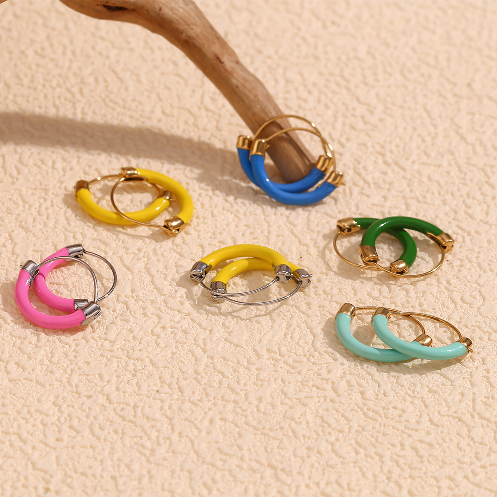 Hanging Basket Drop Oil Stainless Steel Earrings