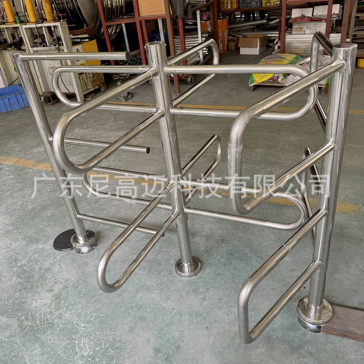 尼高迈不锈钢成品单项旋转门,双层栏杆十字转闸机,超市入口单向门