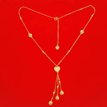 黄铜镀金桃心一体链项链电镀仿金婚庆首饰品实体电商货源女士项饰