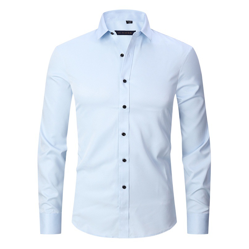 Camisa elástica de cuatro lados estilo explosivo transfronterizo Camisa blanca casual de negocios sin hierro de manga larga para hombres de primavera y verano