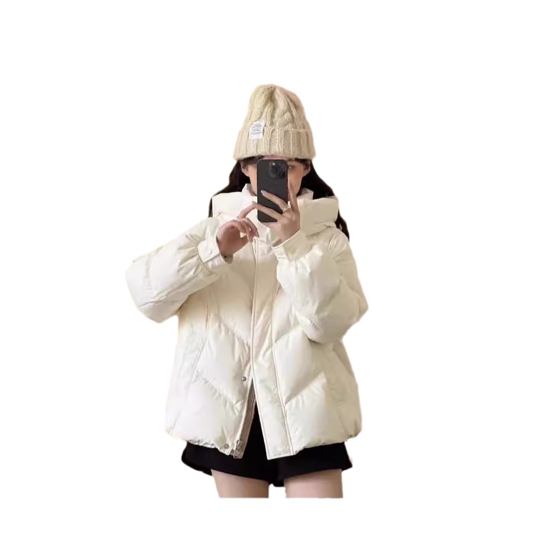 2024 invierno nuevo estilo coreano de pluma de algodón mujer suelta BF sombrero de viento corto de algodón chaqueta de algodón gruesa ropa de pan moda image 6