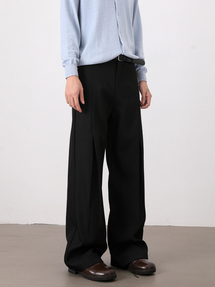 Quần tây nam ống rộng xếp ly phong cách Mỹ, quần dài casual tôn dáng — màu xám, màu đen