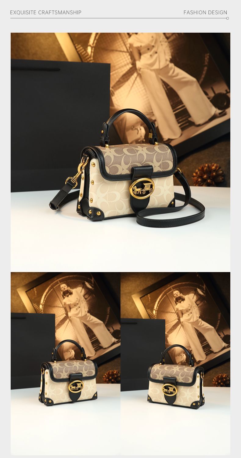 Túi hộp da thật nữ cao cấp thiết kế độc đáo, đeo vai và đeo chéo — Màu đỏ hoa hồng, Màu trắng be, Màu nâu, Màu đen chi tiết 10