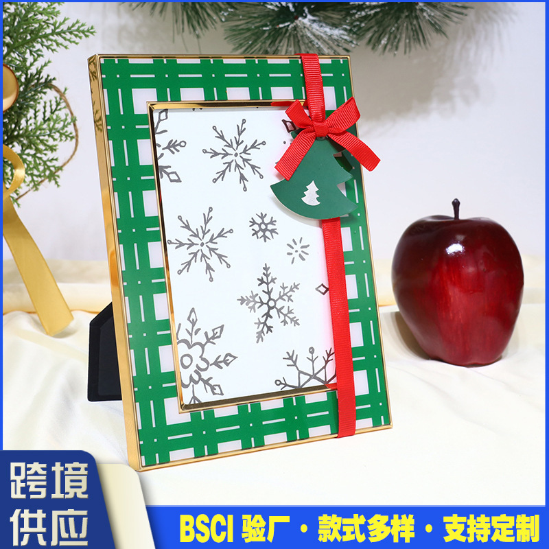 Foreign trade cross-border striped metal Christmas photo frame ornaments home decoration Christmas Eve gift factory wholesale