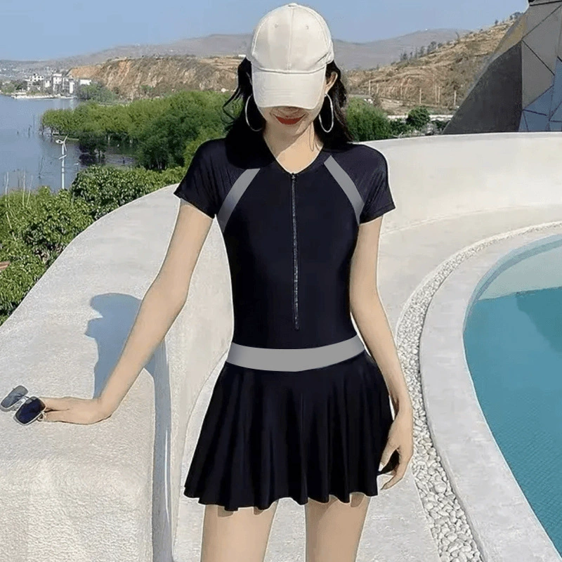 Сплит-колорит купальник летом новая студенческая юбка консервативный купальник с нагрудным ковриком купальник оптовая продажа