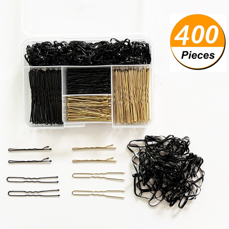 400 Pieces Boxed Hair Clips, U-Shaped Clips, Rubber Band Hair Set, Fixed Clips, Metal Simple Hair Accessories, Cross-Border 400 Pieces Boxed Hair Clips, U-Shaped Clips, Rubber Band Hair Set, Fixed Clips, Metal Simple Hair Accessories, Cross-Border