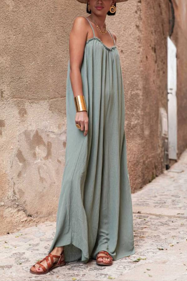Women's Loose Fit Backless Halter Linen Jumpsuit – Casual Beach Resort Romper For Summer_ecoleips.com