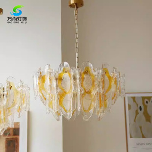 中古Murano透明琥珀色玻璃吊灯法式美式复古卧室餐厅客厅设计师灯-阿里巴巴