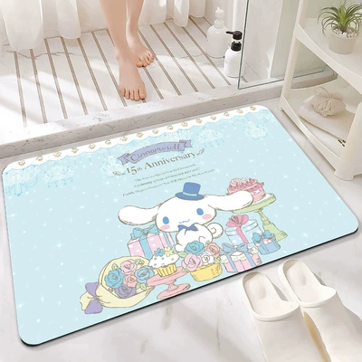 Avtomobil döşəmə paspasları — Mat Non-Slip Toilet Door Mat - flower-cinnamon-dog-4060cm